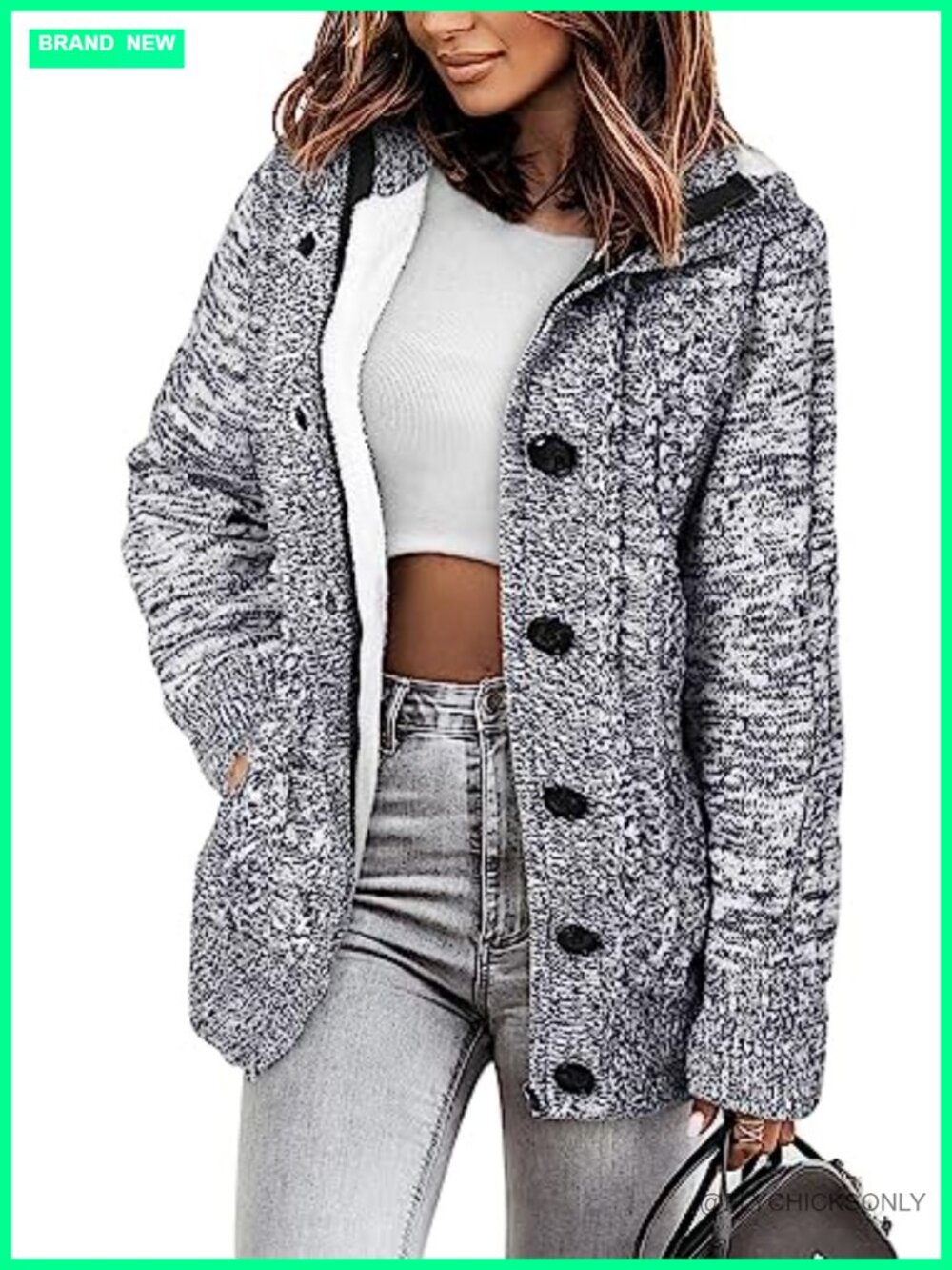 Fleece Lined Hooded Cardigan Sweater with Pockets & Zipper